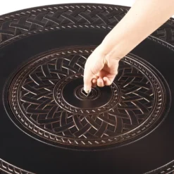 5pc Set With 34" Outdoor Round Aluminum Propane Fire Table & 4 Deep Seating Swivel Rocking Chairs & Lid - Oakland Living -Sunnydaze Decor Store GUEST d7a3d836 fed3 492d 8844 cc49ced4c91b 1