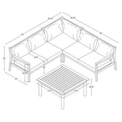 Linon 4pc Melita Acacia Sectional & Coffee Table Beige -Sunnydaze Decor Store GUEST d7cdce4f 4194 4d55 ab8f dbc97848fedd
