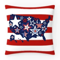 18"x18" Outdoor/Indoor One Flag One Nation Square Throw Pillow Red - Pillow Perfect