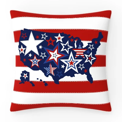 18"x18" Outdoor/Indoor One Flag One Nation Square Throw Pillow Red - Pillow Perfect 3 18"x18" Outdoor/Indoor One Flag One Nation Square Throw Pillow Red - Pillow Perfect