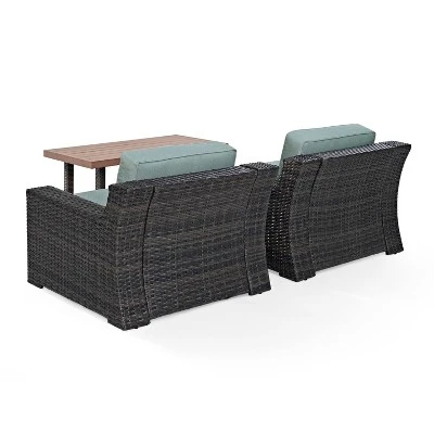 Beaufort 3pc Outdoor Wicker Seating Set With Coffee Table - Mist - Crosley 9 Beaufort 3pc Outdoor Wicker Seating Set With Coffee Table - Mist - Crosley - Image 7