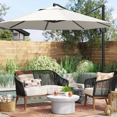 11'x11' Offset Patio Umbrella Linen - Black Pole - Threshold™ 3 11'x11' Offset Patio Umbrella Linen - Black Pole - Threshold™