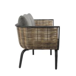 Ashby Loveseat - Gray/Black/Natural - Linon -Sunnydaze Decor Store GUEST d883f507 5590 4ad2 bbbb a47a84bfe8d3