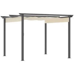 Outsunny 10' X 10' Retractable Pergola Canopy Patio Gazebo Sun Shelter With Aluminum Frame For Outdoors, Cream White -Sunnydaze Decor Store GUEST d8b8cffe 19f7 499c b427 146dbe81eac8
