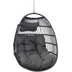 Sunnydaze Decor Sunnydaze Outdoor Resin Wicker Julia Hanging Basket Egg Chair Swing With Cushions And Headrest - 2pc -Sunnydaze Decor Store GUEST d96af896 8b83 4708 8857 fa0a137a3980