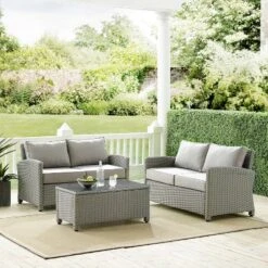 Bradenton 3pc Outdoor Wicker Seating Set - Crosley -Sunnydaze Decor Store GUEST d9d4e00d c93f 4607 9520 0f3a85a1dc83