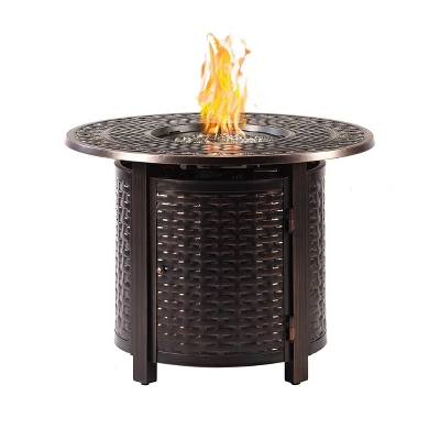 Oakland Living 5pc Aluminum Outdoor Patio Fire Pit Dining Set With 34" Round Fire Table Copper/Gray 4 Oakland Living 5pc Aluminum Outdoor Patio Fire Pit Dining Set With 34" Round Fire Table Copper/Gray - Image 2