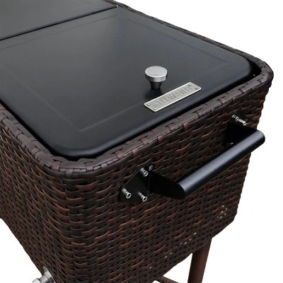 80qt Portable Rolling Patio Cooler Dark Wicker - Permasteel 7 80qt Portable Rolling Patio Cooler Dark Wicker - Permasteel - Image 5