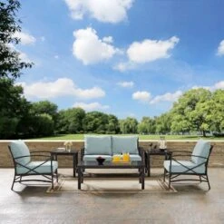 6pc Kaplan Outdoor Seating Set Mist - Crosley -Sunnydaze Decor Store GUEST dc741ea1 de0d 4f62 8898 f8c8262fb481