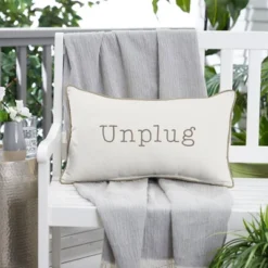 Indoor/Outdoor Unplug Embroidered Lumbar Throw Pillow - Sorra Home -Sunnydaze Decor Store GUEST dd00ad3c 65b9 4f3f 91f2 30f0d1cdaf41