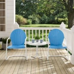 Griffith 3pc Outdoor Conversation Set - Sky Blue - Crosley -Sunnydaze Decor Store GUEST dd10e43e 8b49 43e1 bd65 4972b7bb1a86