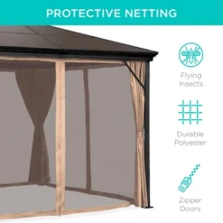 Best Choice Products 10x10ft Hardtop Gazebo, Outdoor Aluminum Canopy For Backyard, Garden W/ Side Curtains, Netting -Sunnydaze Decor Store GUEST dd390039 d4e1 49bb abb6 ddaae8989447