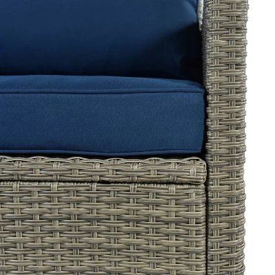 5pc Outdoor Wicker Conversation Set With Cushions - Blue - GODEER 8 5pc Outdoor Wicker Conversation Set With Cushions - Blue - GODEER - Image 6
