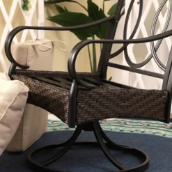 5pc Outdoor Dining Set With Swivel Chairs With Seat & Back Cushions & Square Metal Slat Table With 1.57" Umbrella Hole - Captiva Designs -Sunnydaze Decor Store GUEST dd700bea e714 47a1 bb16 71dcbcdc5c6a