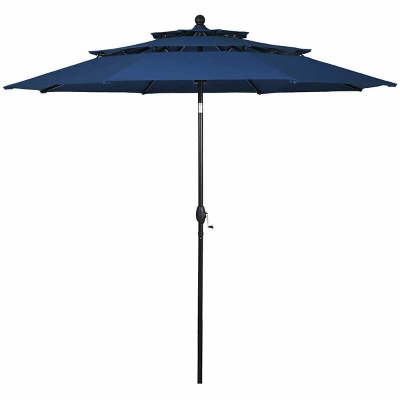 10' X 10' Double Vented 3-Tier Patio Market Table Umbrella - Wellfor 13 10' X 10' Double Vented 3-Tier Patio Market Table Umbrella - Wellfor - Image 11