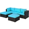 Costway 5PCS Patio Rattan Sectional Conversation Set Ottoman Turquoise -Sunnydaze Decor Store GUEST ddcb23b8 56bd 4e6b 8a06 473136dba025