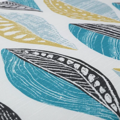 18" X 45" Leaf Block Outdoor/Indoor Bench Cushion Teal/Citron - Pillow Perfect 5 18" X 45" Leaf Block Outdoor/Indoor Bench Cushion Teal/Citron - Pillow Perfect - Image 3