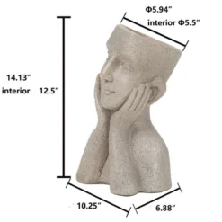 LuxenHome Speckled Beige MgO Happy Bust Head Planter 18 LuxenHome Speckled Beige MgO Happy Bust Head Planter -Sunnydaze Decor Store GUEST dec1ecc7 c7bd 428c a8fa d34dfe809847