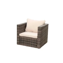 4pc Wicker Patio Sectional Seating Set With Sofa, Arm Chair, Ottoman & Accent Table - Brown/Beige - GODEER 16 4pc Wicker Patio Sectional Seating Set With Sofa, Arm Chair, Ottoman & Accent Table - Brown/Beige - GODEER -Sunnydaze Decor Store GUEST deeff719 98a6 4ef4 8978 403d1f185a19