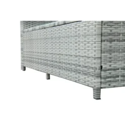 6pc Wicker Patio Set With Glass Table Ottomans - Gray/Dark Gray - GODEER -Sunnydaze Decor Store GUEST def0ebb7 ab73 4916 9c08 9a564b376308