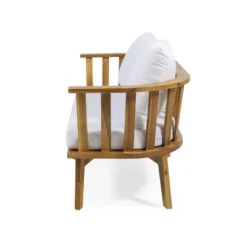 Solano Outdoor Wooden Loveseat With Cushions - White/Teak - Christopher Knight Home -Sunnydaze Decor Store GUEST df0cde68 9140 45ca a664 5d63489bbe71