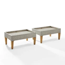 Capella 2pk Outdoor Wicker Ottomans - Gray - Crosley 16 Capella 2pk Outdoor Wicker Ottomans - Gray - Crosley -Sunnydaze Decor Store GUEST df18fc32 c3bb 4a15 9eca 724a9a42305f