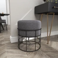 Metal Fabric Patio Garden Stool - Olivia & May -Sunnydaze Decor Store GUEST df493e5c 43b7 4b72 85c0 b320b054e6c0