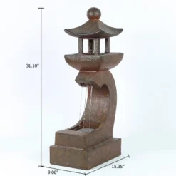 LuxenHome Resin Japanese Pagoda Fountain With LED Light 15 LuxenHome Resin Japanese Pagoda Fountain With LED Light -Sunnydaze Decor Store GUEST e07f5a10 2180 46f1 ab6b 9717f677352d
