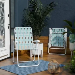 Priscilla Outdoor Folding Chair - Aqua - Novogratz