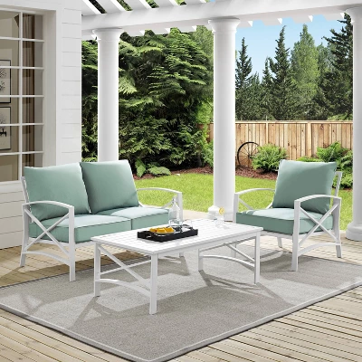 3pc Kaplan Outdoor Steel Conversation Set - Crosley 3 3pc Kaplan Outdoor Steel Conversation Set - Crosley
