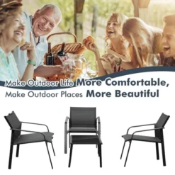 Costway 4 PCS Patio Furniture Set Loveseat Sofas Armrest Glass Table Deck -Sunnydaze Decor Store GUEST e1c8776e d9b3 4274 81c3 fd9144e71614