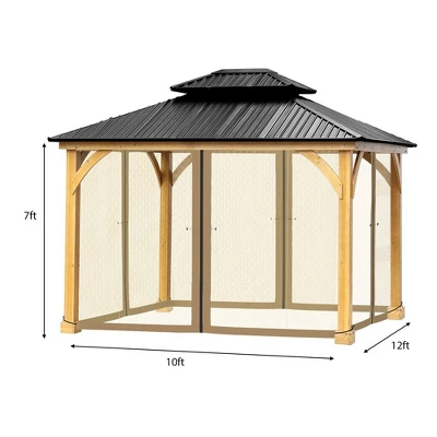 Aoodor Gazebo Netting Black 12' X 10' Polyester Screen Replacement 4 Panel Sidewalls For Patio (Only Netting) 5 Aoodor Gazebo Netting Black 12' X 10' Polyester Screen Replacement 4 Panel Sidewalls For Patio (Only Netting) - Image 3