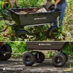 Gorilla Carts 1500 Pound Capacity Heavy Duty Poly Yard Garden Steel Dump Utility Wheelbarrow Wagon Cart With 2 In 1 Towing ATV Handle, Black -Sunnydaze Decor Store GUEST e339ea77 3db8 40a7 bec6 8c4f01789ef0