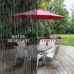 Costway 9' Patio Market Umbrella Outdoor Table Aluminum Crank W/8 Rib -Sunnydaze Decor Store GUEST e341fcdc 63d2 4441 9205 baf83b3c7621