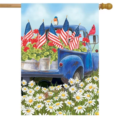 All American Truck Spring House Flag Patriotic Floral 28" X 40" Briarwood Lane 3 All American Truck Spring House Flag Patriotic Floral 28" X 40" Briarwood Lane