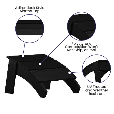 Flash Furniture Sawyer Modern All-Weather Poly Resin Wood Adirondack Ottoman Foot Rest 4 Flash Furniture Sawyer Modern All-Weather Poly Resin Wood Adirondack Ottoman Foot Rest - Image 2