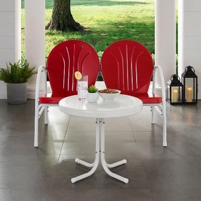 Griffith 3pc Outdoor Conversation Set - Red - Crosley 4 Griffith 3pc Outdoor Conversation Set - Red - Crosley - Image 2