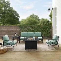 Kaplan 5pc Outdoor Sofa Set With Fire Table - Mist - Crosley -Sunnydaze Decor Store GUEST e437cd9f 8df3 4376 9d27 b34b7d2c3496
