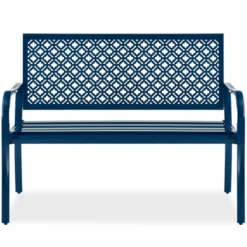 Best Choice Products Indoor Outdoor Steel Garden Bench W/ Geometric Backrest, Foot Levelers -Sunnydaze Decor Store GUEST e4b50d43 627b 4551 91f6 e9232ae639c5