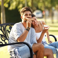 Costway 50'' Patio Park Garden Bench Porch Chair Steel Frame Cast Iron Backrest -Sunnydaze Decor Store GUEST e4cfc775 b038 482e 9f04 5bb4426def6e