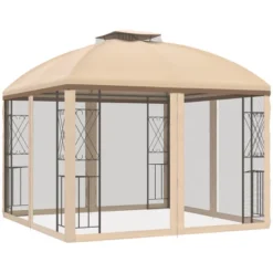 Outsunny 10' X 10' Patio Gazebo Canopy Outdoor Canopy Shelter With Double Tier Roof, Removable Mesh Netting, Display Shelves 11 Outsunny 10' X 10' Patio Gazebo Canopy Outdoor Canopy Shelter With Double Tier Roof, Removable Mesh Netting, Display Shelves -Sunnydaze Decor Store GUEST e521d4c5 6360 4527 a0bf bfd09bd5b25d
