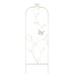Garden Trellis-For Climbing Plants- 46-Inch White Decorative Leafy Vine & Butterfly Metal Panel-For Roses, Vegetable Plants & Flowers By Pure Garden -Sunnydaze Decor Store GUEST e5ad1fd6 0993 494d b7f2 3600f6ce26f9