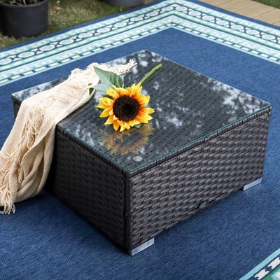 6pc Outdoor Rattan Wicker Sectional Sofa Set - Blue - Captiva Designs 3 6pc Outdoor Rattan Wicker Sectional Sofa Set - Blue - Captiva Designs