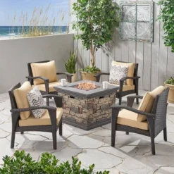 Kaula 5pc Faux Rattan Club Chair & Fire Pit Chat Set - Christopher Knight Home 15 Kaula 5pc Faux Rattan Club Chair & Fire Pit Chat Set - Christopher Knight Home -Sunnydaze Decor Store GUEST e608cfb8 a645 4fa5 a919 4886c35038a3
