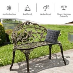 Costway Outdoor Garden Bench Chair Loveseat Cast Aluminum Patio Antique Rose 13 Costway Outdoor Garden Bench Chair Loveseat Cast Aluminum Patio Antique Rose -Sunnydaze Decor Store GUEST e65d12c3 4d20 4fc9 a6bf dcb4f30dc963