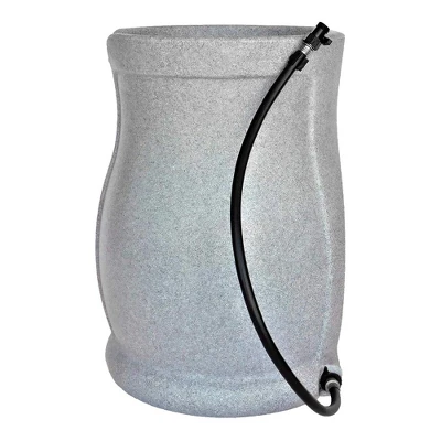 FCMP Outdoor Catalina 45 Gallon Water Rain Catcher Barrel With Flat Back For Watering Outdoor Plants, Gardens, And Landscapes, Light Granite (2 Pack) 6 FCMP Outdoor Catalina 45 Gallon Water Rain Catcher Barrel With Flat Back For Watering Outdoor Plants, Gardens, And Landscapes, Light Granite (2 Pack) - Image 4