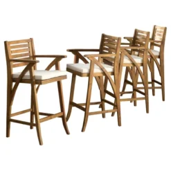 Hermosa 4pk Acacia Wood Patio Barstools - Christopher Knight Home -Sunnydaze Decor Store GUEST e68b03db 7117 4c90 a79e 9fa0bdbe71fa