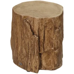 HOMCOM Tree Stump Stool, Decorative Side Table With Round Tabletop, Concrete End Table With Wood Grain Finish, For Indoors And Outdoors, Natural -Sunnydaze Decor Store GUEST e68ebad7 8c1c 4e58 bcb9 4958bd47ed1f