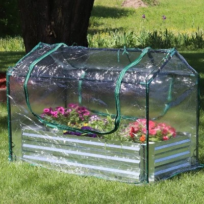 Sunnydaze Decor Sunnydaze Steel Raised Garden Bed With PVC Greenhouse Cover - Clear 3 Sunnydaze Decor Sunnydaze Steel Raised Garden Bed With PVC Greenhouse Cover - Clear