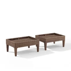 Capella 2pk Outdoor Wicker Ottomans - Cream/Brown - Crosley -Sunnydaze Decor Store GUEST e6ae4141 5f02 4bfc aea7 54caef132b7c